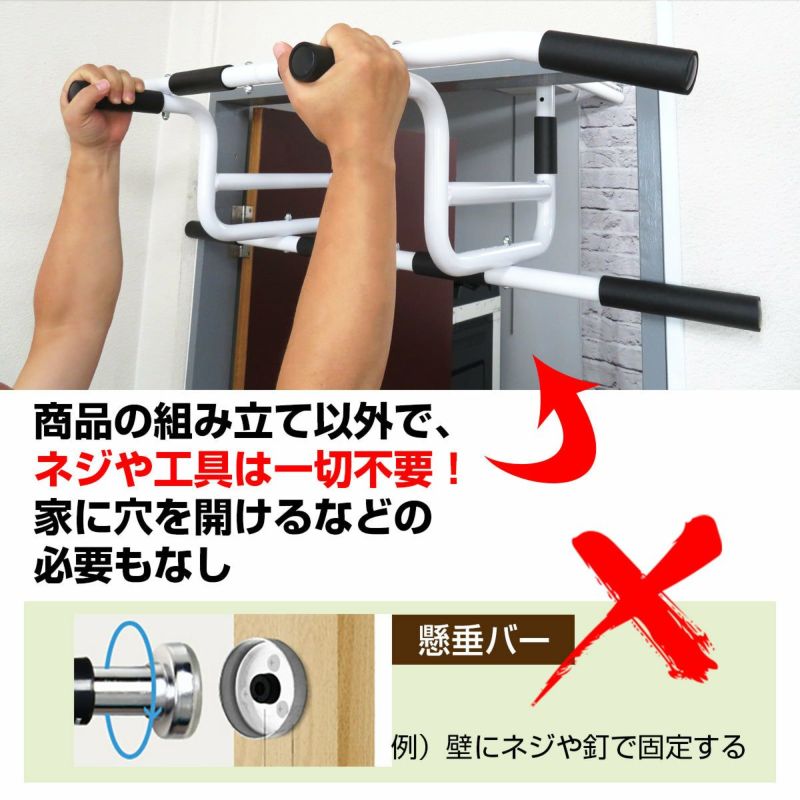 懸垂 自宅 ドア どこでもマッチョ PRO2 チンニング 鉄棒 ぶら下がり健康器 健康機 腹筋 背筋 筋トレ ジム | バランスボディ研究所