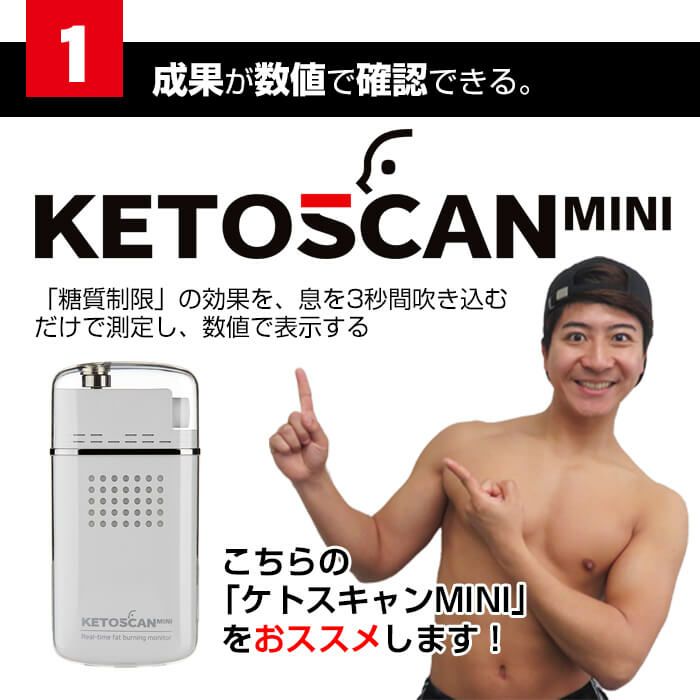 糖質制限 脂肪 燃焼 可視化 ケトンメーター ケトスキャンmini KETOSCAN スマホ アプリ 息を吹き込むだけ ケトン体 ケトン値 体重計  成果 効果 数字 測定